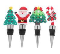 Gadpiparty 4pcs Wine Bottle Stopper: Candy Cane Tree Santa Claus Bottle Saver Accessory - Reusable Wine Corks for Beverage, Winter Decor Holiday Wedding Christmas Party Supplies
