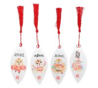 Gadpiparty 4pcs Year Tiger Bookmarks Chinese Style Leaf Shaped Page Markers Smooth Surface Decorative Book Accessories for Reading Scrapbooks Notebooks