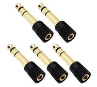 Gadpiparty 5 Pcs Guitar Connector Converter 6.5mm Male to 3.5mm Female Audio Adapter Copper Material with Fool-proof 360 Grip Design for Singing