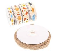 Gadpiparty 5 Rolls Thanksgiving Pumpkin Truck Ribbon Multi Function Gift Wrapping Ribbon with Printed Harvest Patterns Lightweight Crafts for Bouquets Bows Wreath Decorations