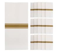 Gadpiparty 50pcs Disposable Gold Trim Paper Napkins with Built-in Cutlery Pocket, Elegant Wood Pulp Material, Outstanding Absorbency, for Hotel and Restaurant Wedding Parties