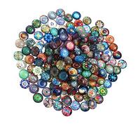 Gadpiparty 50pcs Round Gemstone Glass Patches DIY Jewelry Decor Craft Material for Rings Earrings with Bright Patterns and Strong Wear Resistance