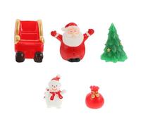 Gadpiparty 5pcs Christmas Snowman and Santa Claus Resin Ornaments Miniature Xmas Desktop Decorations Festival Home Embellishments