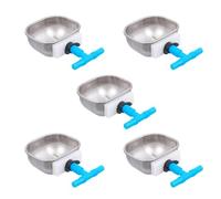 Gadpiparty 5Pcs Large Stainless Steel Rabbit Water Bowl Automatic Poultry Water Dispenser Container with Integrated Three-Way Connector for Small Animal Farming