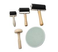 Gadpiparty 5pcs Printmaking Tool Set with Plastic Baren Rubber Ink Roller Wooden Mushroom Roller for DIY Art Craft Stamping Versatile Block Printing and Ink Rolling Supplies for Artists