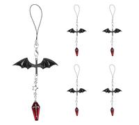 Gadpiparty 5pcs Punk Wing Phone Charms Set with Cross Skull Pendants Mobile Phone Decoration Accessories and Bags 6.3" Length Strap