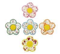 Gadpiparty 5pcs Self-Adhesive Embroidered Flower Patches Vintage Polyester Floral Applique Set with Easy Peel and Stick No Sewing Required for Creative Clothing Embroidery and Innovative