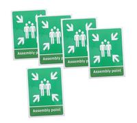 Gadpiparty 5pcs Self Adhesive Emergency Evacuation Area Signs Safety Assembly Point Stickers for Shops Schools Offices Refuge Marking Fire Exit Signage