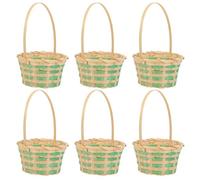 Gadpiparty 6 Pcs Bamboo Flower Basket with Handle, Multi-function Storage Organiser Basket for Flowers and Sundries, Natural Wear-resistant Material with Simple Compact Shape, for Home