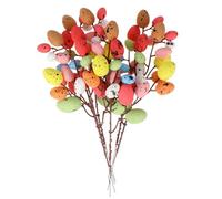 Gadpiparty 6 Pcs Easter Egg Branch Decorations DIY Tree Ornament with Spotted Foam Eggs Plastic Material for Bedroom and Photography Prop Festival Decor Random Color