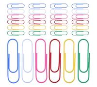 Gadpiparty 60pcs Multicoloured Plastic Coated Paper Clips 10cm - Assorted Colour Stationery Clips for Office, School Document Organizing and Bookmarking Random Color