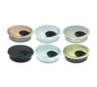 Gadpiparty 6Pcs 60Mm Zinc Alloy Desk Grommet Covers Metal Wire Organizer Caps Desktop Cable Hole Covers for Office Furniture Cord Management in Glossy, Brushed, Pearl Silver, Red Bronze, Blue