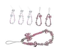 Gadpiparty 6pcs Beaded Phone Charm Lanyard with Bowknot and Heart Charms Short Lightweight Mobile Strap for Women Bow Phone Chain for Stylish Use for Travel and Social Events