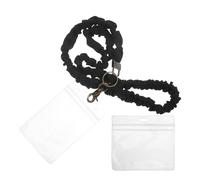 Gadpiparty 6Pcs Black Stretchy Fabric Lanyards with Elastic Scrunchie Neck Straps, Keychain and Dual Id Badge Holders for Office, Teachers, and School Use