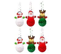 Gadpiparty 6pcs Christmas Honeycomb Paper Hanging Ornaments Set Festive Spiral Ball Pendants for Home and Party Favors Decoration