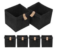 Gadpiparty 6pcs Collapsible Felt Storage Bins Cube Shaped Foldable Storage Boxes with Handles for Nursery Organizing Clothes Magazines, Easy to Store and Modern Minimalist Design