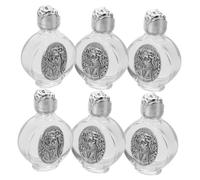 Gadpiparty 6pcs Embossed Glass Holy Water Bottles Vintage Rose Crystal Flask Decorative Containers for Catholic Christian Weddings Baptisms Portable Elegant Holy Water Holder for Religious