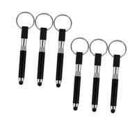 Gadpiparty 6pcs Keychain Stylus Pen Set for Touchscreen Devices, Capacitive Finger Stylus and Ballpoint Pen Combo, Portable Mobile Phone and Tablet Accessories in Black
