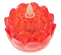 Gadpiparty 6pcs Lotus Candle Light Flickering Solar Candles Lamp Lamps Lights Small Electric Fake Candles Blessing Lamps LED Flower Lamp Decorative Bougie Dimmable Plastic Red