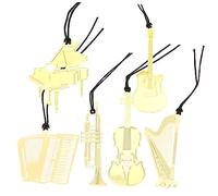 Gadpiparty 6pcs Metal Musical Instrument Bookmarks for Students Page Markers with Violin Guitar Harp Accordion Trumpet Piano Designs Creative Metal Book Clips for Music Lovers and Reading