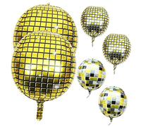 Gadpiparty 6pcs Mini Reflective Disco Ball Decorations Gold Black Inflatable Balloons for Birthday Party Game Night Shower Wall Decor Lightweight Easy to Up