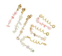 Gadpiparty 6pcs Natural Crystal Stone Hair Braid Charms Spiral Dreadlock Hair Jewelry Alloy Rings for Women Lightweight for Braids Locs Twists