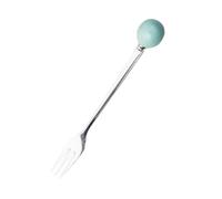 Gadpiparty 6pcs Sky-Blue Ceramic Handle Mini Forks for Dessert Cake Coffee Stainless Steel Flatware with Ergonomic Grip Creative Home Tableware for Ice Cream and Pastry Serving