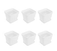 Gadpiparty 6pcs Square Plastic Small Flower Pot Starter Pots Plastic Planter Pp White