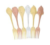 Gadpiparty 6pcs Stainless Steel Dessert Forks with Long Handles, Fine Polishing Craft, Easy to Operate, Includes Dolphin, Puffer and Whale Shapes, for Home, Party and Appetizers