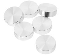 Gadpiparty 6pcs Thick Aluminum Circle Disc Solid Glass Tops Adapter Rounded Corners Stable Turn Table into Glass Table Silver Aluminum Alloy for Tea