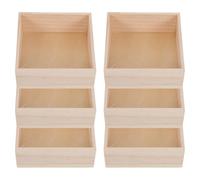 Gadpiparty 6pcs Unfinished Wooden Trinket Storage Boxes 15x15x6cm Rustic Cube Planter Craft Organizer Small Wood Storage Crates for Home Decor and Sundries Holder