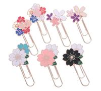 Gadpiparty 7pcs Cherry Blossom Pink Metal Bookmark Clips Floral Paper Clips for Students Teachers Book Lovers Elegant Notebook Page Markers and Office Reading Accessories