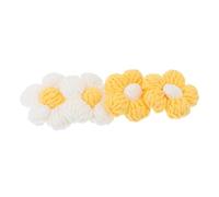 Gadpiparty 8 pcs Crocheted Puff Flower Appliques DIY Sewing Craft Decor for Phone Cases Bags Clothing Embellishment White Yellow