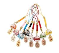 Gadpiparty 8pcs Fortune Cat Mobile Phone Pendants Lovely Key Pendant Lightweight Wear Resistant Ceramic Silk Decorations Festive Random Color