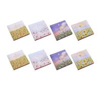 Gadpiparty 8pcs Oil Painting Self-adhesive Note Pads with Sticky Design and Portable Paper Sheets, Assorted Colour Student Stationery for Home Use, Can Be Posted on The Wall