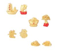 Gadpiparty 8pcs Spring Festival Fortune Tree Ornaments Set, Chinese Year Desktop Figurines with Auspicious Sailboat and Mascot Fish, Mixed Micro Landscape Decorations for Home Random Style