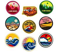 Gadpiparty 9 Pcs Round Embroidery Ironing Patch Mixed Style Polyester Badge with Vivid Beautiful Design Covers Broken Holes Touching Won't Hurt Your Skin for Arts Craft Project Assorted Style