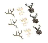 Gadpiparty 9pcs Antique Antler Deer Head Charms Pendants for DIY Jewelry Making Crafting Necklace Accessories