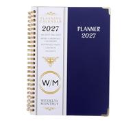 Gadpiparty Academic Year Planner Notebook Spiral Coil Bound Organizer Dark Blue Weekly Monthly Sections Compact Portable Agenda for Students Teachers Office Use
