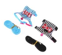 Gadpiparty Adjustable Hamster Harness and Leash Set 2pcs, Soft Blue and Black Striped Small Pet Chest Strap for Chinchilla and Rat Walking, Comfortable Portable Small Animal Accessories