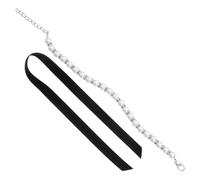 Gadpiparty Adjustable White Pearl Dog and Cat Collar Necklace Metal Bling Accessories and Ribbon Bow, Pet Jewelry for Puppies and Kittens, Costume Pet Necklace for Cats and Dogs