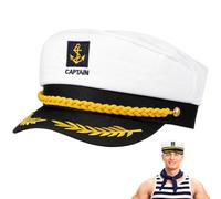 Gadpiparty Adult Captain's Hat, Adjustable Yacht Sailor Admiral Hat, Nautical Theme Accessory for Marine Cosplay & Sailor Party Costumes