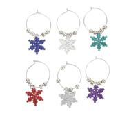 Gadpiparty Alloy Christmas Snowflake Wine Glass Tags 6pcs | Creative Decorative Alloy Ring, Easy to Use and Clean, for Wine Glasses at Parties, Festive Table Marker Random Color