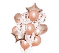 Gadpiparty Aluminium Foil Balloons Set Party Balloon Decoration with Rose Gold Heart and Pentagram Shapes 14pcs for Photo Backgrounds and Bar Events
