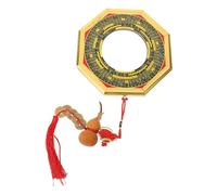 Gadpiparty Antique Chinese Bagua Mirror with Convex Surface Traditional Feng Shui Hanging Decor with Tassel and Five Emperor Coins for Home and Business Luck Protection
