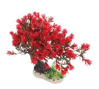 Gadpiparty Artificial Aquarium Plants Fish Tank Decorations Plastic Simulation Tree with Red Leaves for Fish Tank Layout and Aquarium Accessories