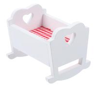 Gadpiparty Baby Doll Cradle Miniature Dollhouse Crib Wooden Crib for Baby Mini Doll Bed Furniture for Toddlers Kids House Decoration (2.59in)