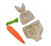 Gadpiparty Baby Easter Photography Prop Set Newborn Rabbit Costume Carrot Crochet Knitting Hat and Pants Easter Photo Outfit Children's Photo Clothing