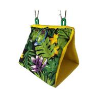 Gadpiparty Bird Nest Sunshade Triangle Cloth Bed for Canary and Yellowbird | Tropical Rainforest Print, Secure Rest Spot, Decorative Green Design, Bedside or Windows Fence Use