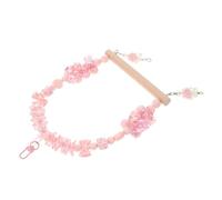 Gadpiparty Bird Swing Hanging for Parakeets and Cockatiels - Pink Beaded Wooden Parrot Perch with Climbing Rope and Chewing Platform - Bird Cage Swing and Budgerigar Tooth-Grinding Playground